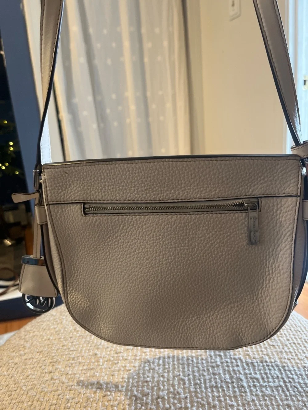 Michael Kors White Pebbled Leather Crossbody Bag